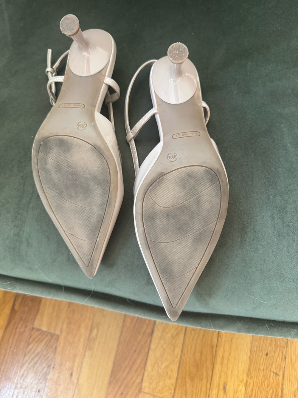 Nine West Light Beige Pointed Toe Strappy Heels